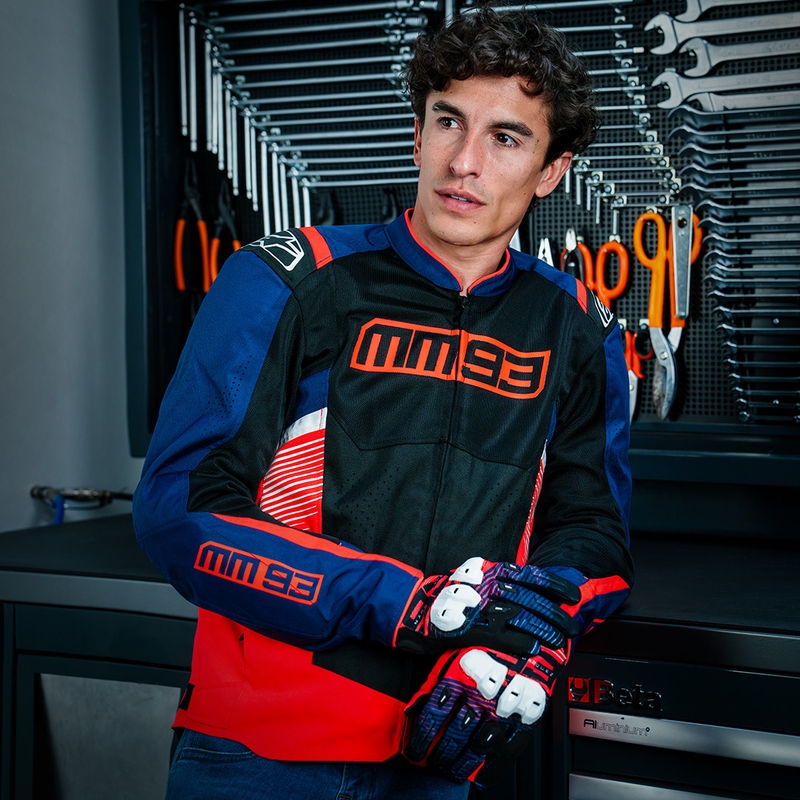 Bunda na motorku Alpinestars T-SPS Air V2 MM93 kolekce fluo červeno-modro-černo-bílá