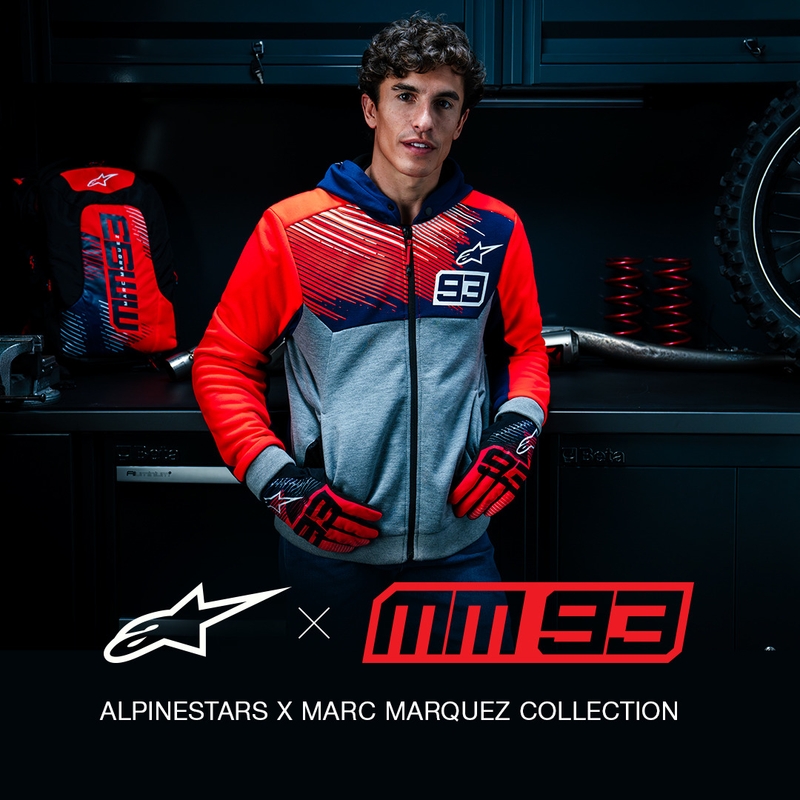 Mikina na motorku Alpinestars Chrome V2 Sport Hoodie MM93 kolekce světle šedo-modro-fluo červená