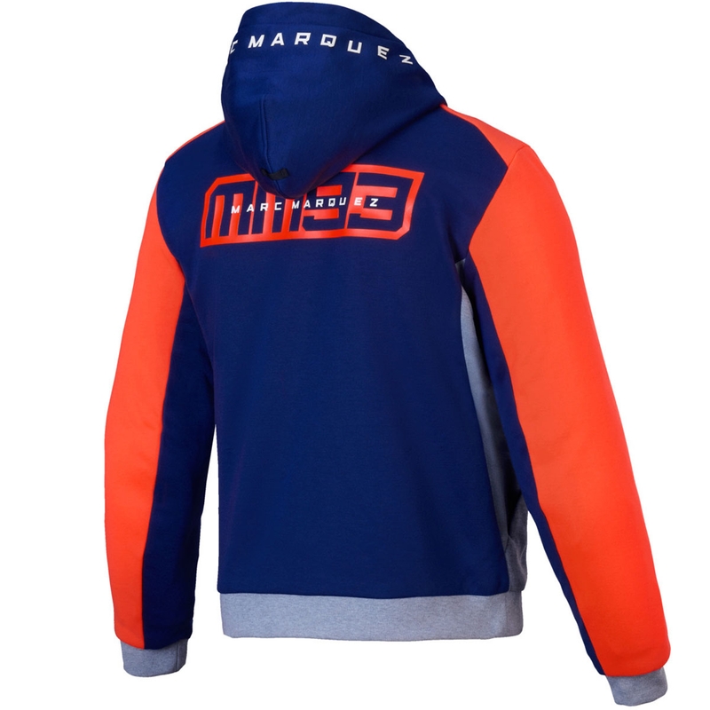 Mikina na motorku Alpinestars Chrome V2 Sport Hoodie MM93 kolekce světle šedo-modro-fluo červená