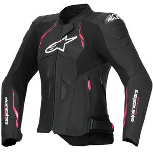 Dámská kožená bunda na motorku Alpinestars Stella Dusk černo-růžovo-bílá