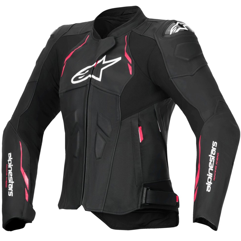 Dámská kožená bunda na motorku Alpinestars Stella Dusk černo-růžovo-bílá