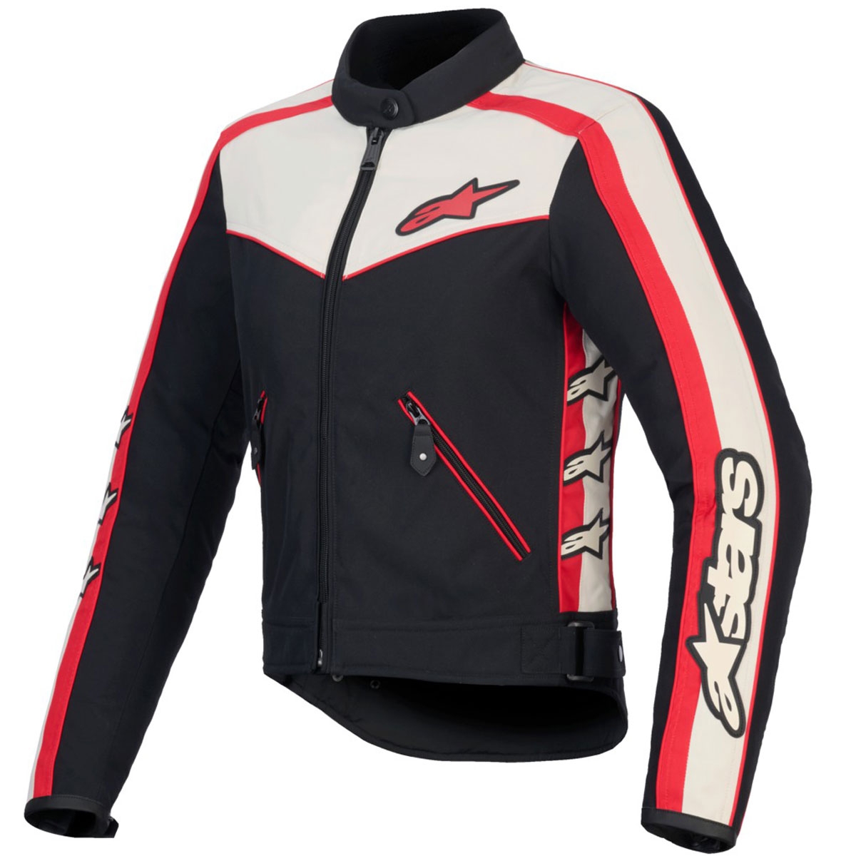 Dámská bunda na motorku Alpinestars Stella T-Dyno Water Resistant černo-béžovo-červená Velikost: XS