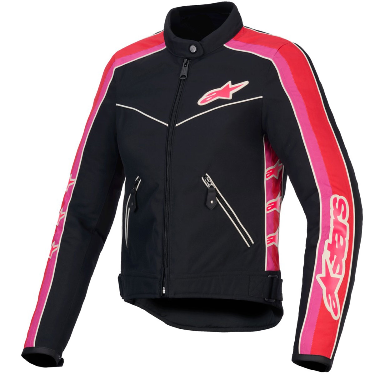Dámská bunda na motorku Alpinestars Stella T-Dyno Water Resistant černo-červeno-růžová Velikost: XS