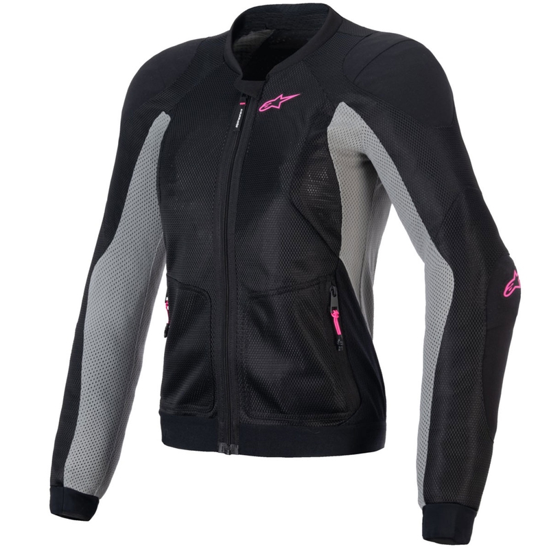 Dámská bunda na motorku Alpinestars STELLA TROOP-AIR černo-šedo-fluo růžová