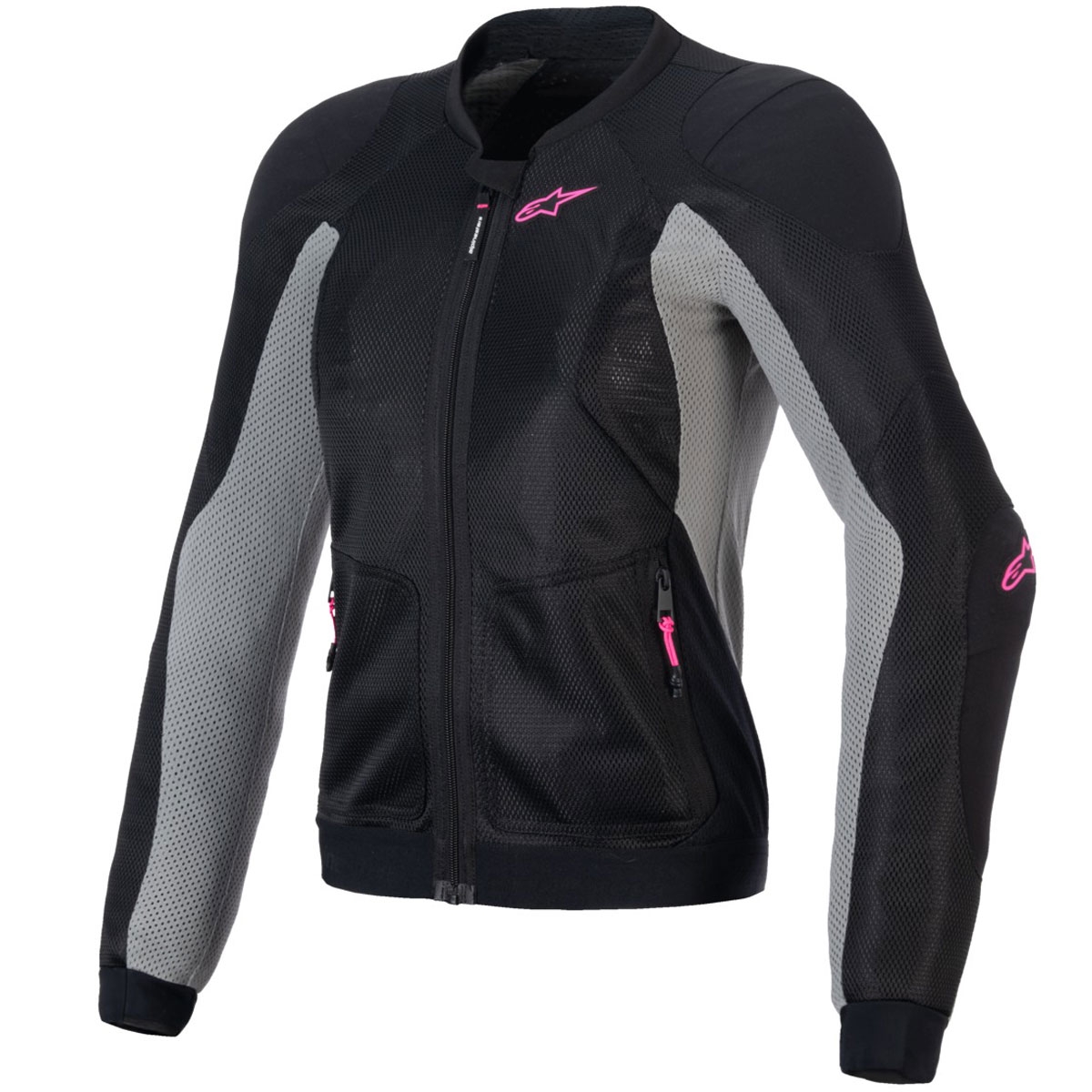 Dámská bunda na motorku Alpinestars STELLA TROOP-AIR černo-šedo-fluo růžová Velikost: XS