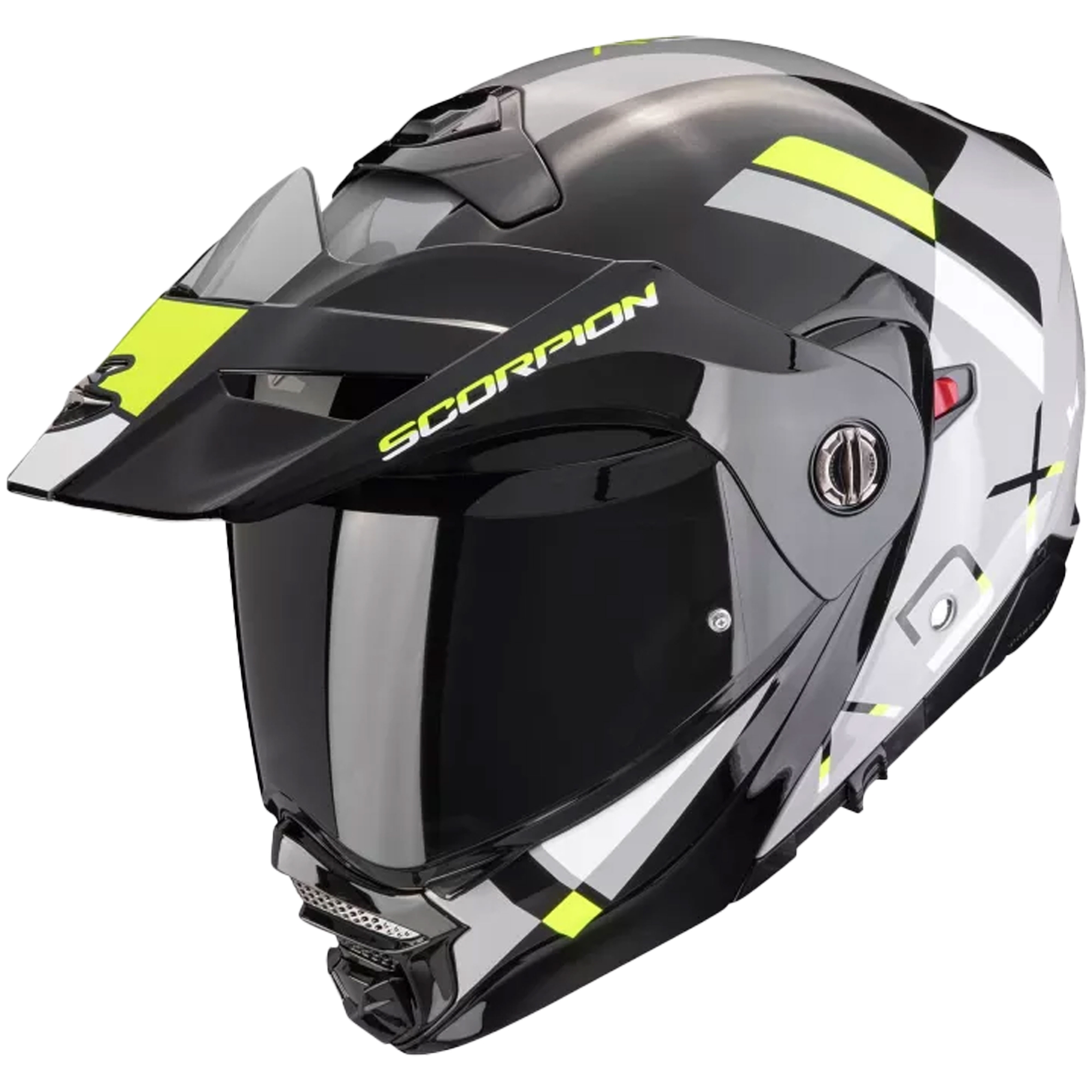 Výklopná helma na motorku Scorpion ADX-2 GALANE šedo-černo-fluo žlutá Velikost: L