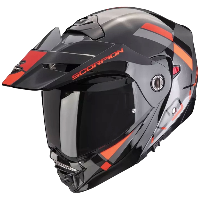 Výklopná helma na motorku Scorpion ADX-2 GALANE stříbrno-černo-červená výprodej