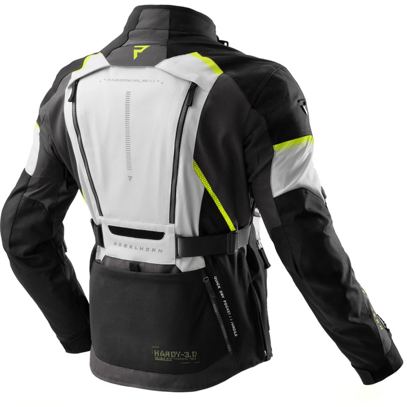 Bunda na motorku Rebelhorn Hardy 3.0 černo-šedo-fluo žlutá