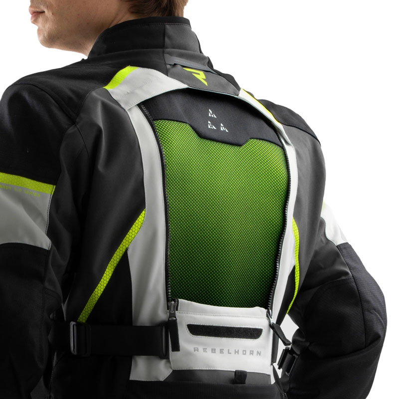Bunda na motorku Rebelhorn Hardy 3.0 černo-šedo-fluo žlutá