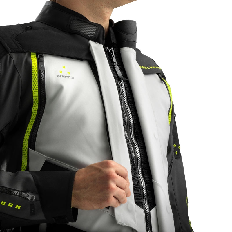 Bunda na motorku Rebelhorn Hardy 3.0 černo-šedo-fluo žlutá