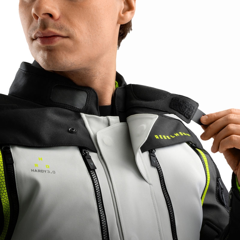 Bunda na motorku Rebelhorn Hardy 3.0 černo-šedo-fluo žlutá