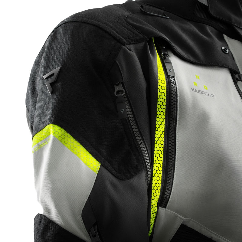 Bunda na motorku Rebelhorn Hardy 3.0 černo-šedo-fluo žlutá
