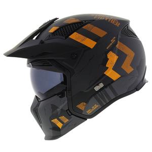Otevřená přilba s maskou MT Streetfighter SV S Skull A12 šedo-oranžová s iridiovou clonou