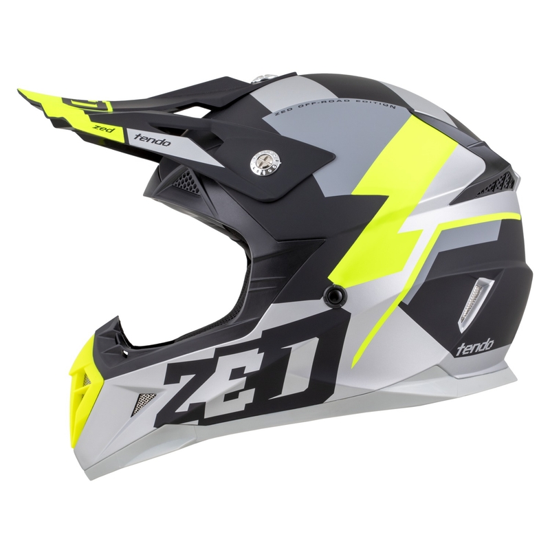 Motokrosová helma ZED X1.9 Tendo matná černo-tmavě šedo-světle šedo-fluo žlutá