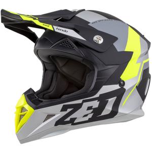 Dětská motokrosová helma ZED X1.9D TENDO matná černo-tmavě šedo-světle šedo-fluo žlutá
