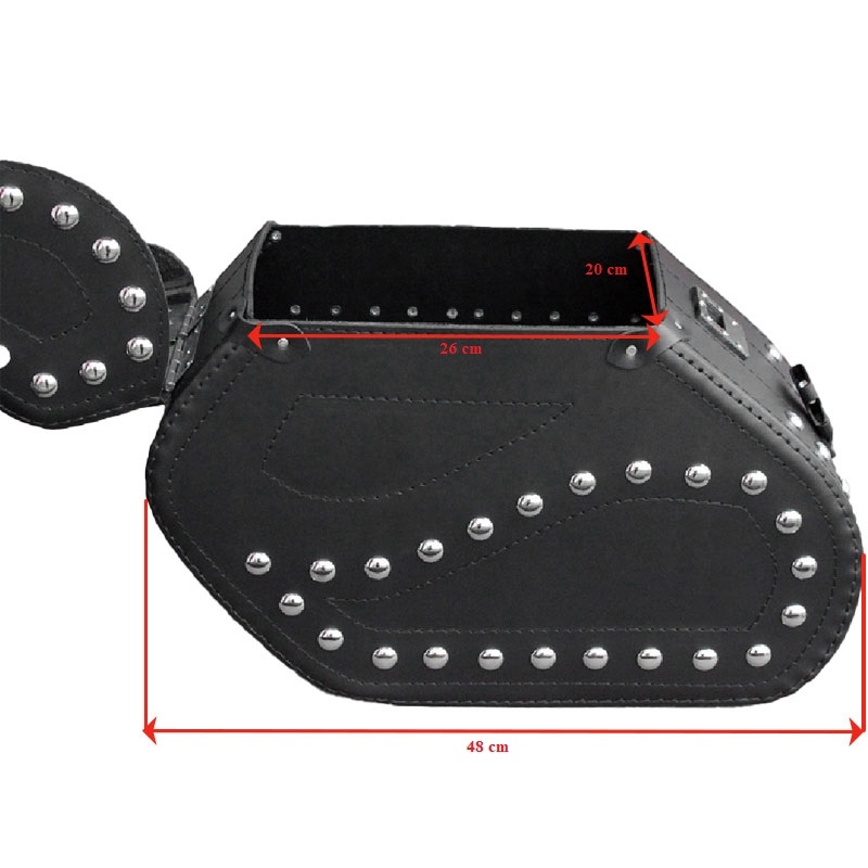Kožené brašny na motorku RSA S221 se zámkem a nýty černé
