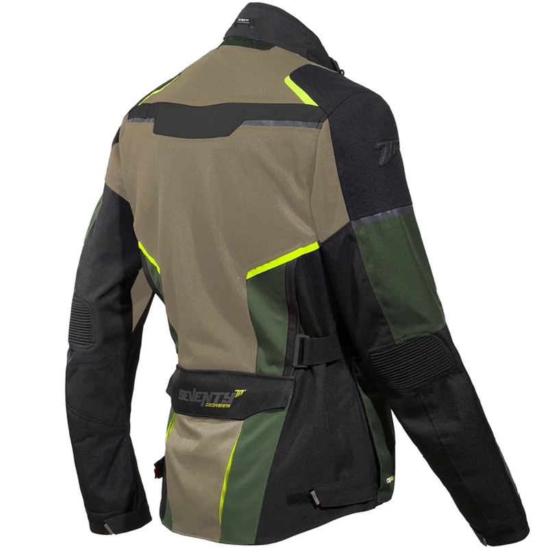 Bunda na motorku Seventy Degrees SD-JT70 Atacama pískovo-zeleno-fluo žlutá