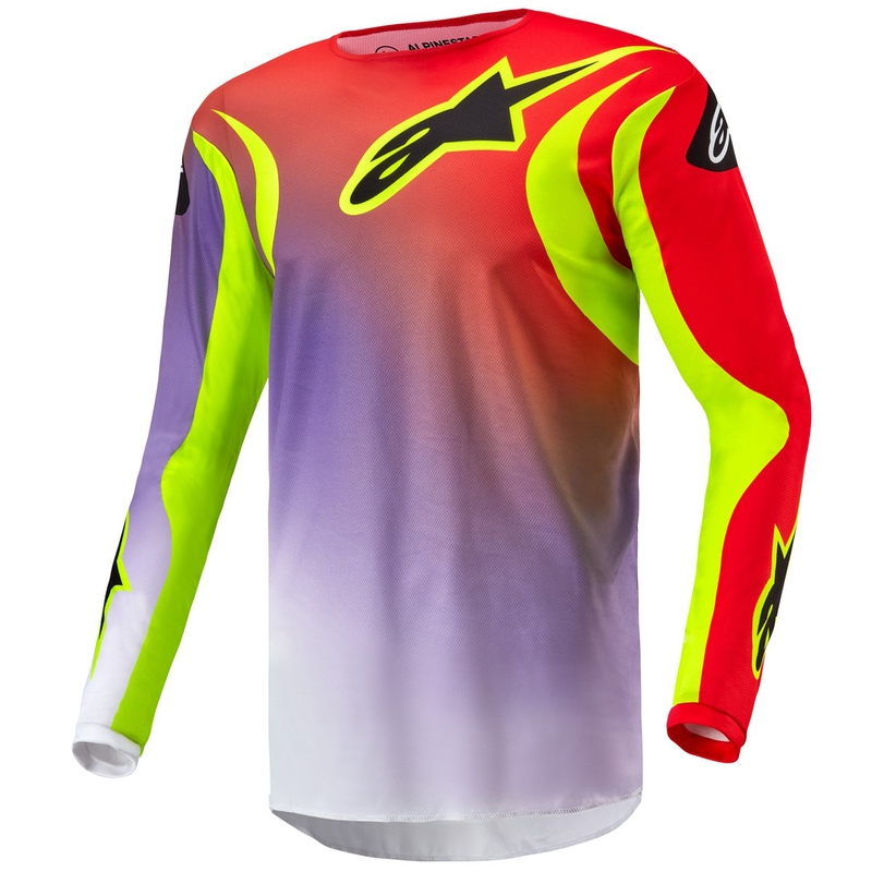 Motokrosový dres Alpinestars Fluid Lucent bílo-fialovo-červeno-fluo žluto-černý