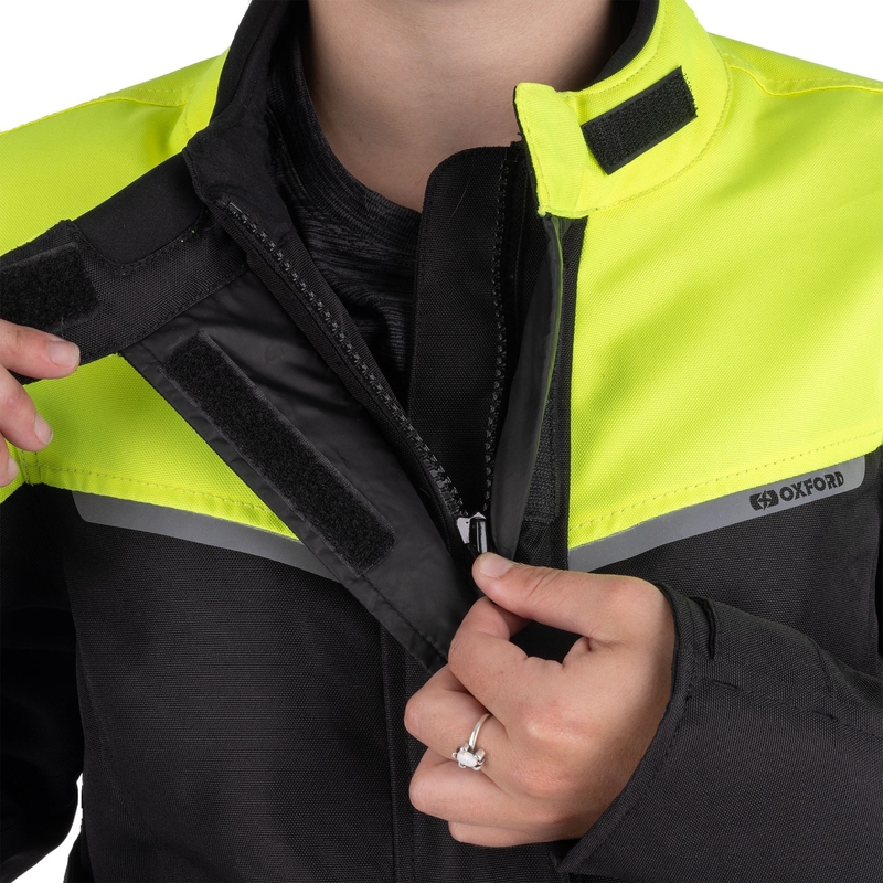 Dámská bunda na motorku Oxford Spartan Long WP černo-fluo žlutá