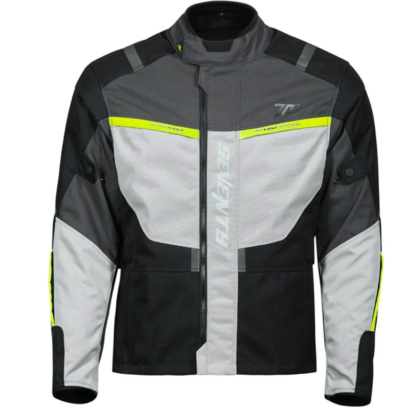 Bunda na motorku Seventy Degrees SD-JT83 Tonale černo-šedo-fluo žlutá