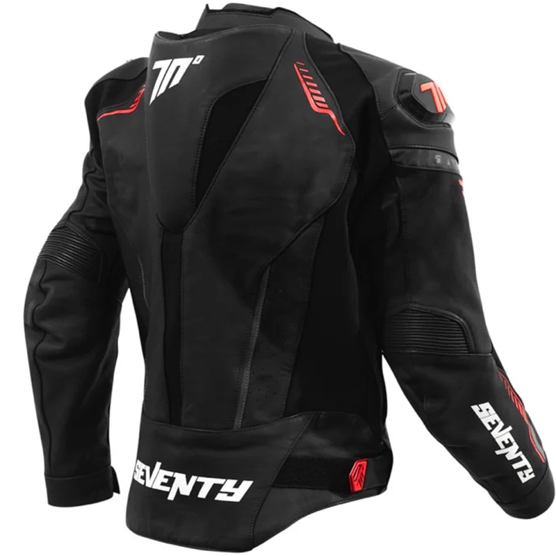 Kožená bunda na motorku Seventy Degrees SD-JL24 Spoiler černo-červená