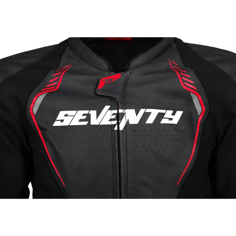 Kožená bunda na motorku Seventy Degrees SD-JL24 Spoiler černo-červená