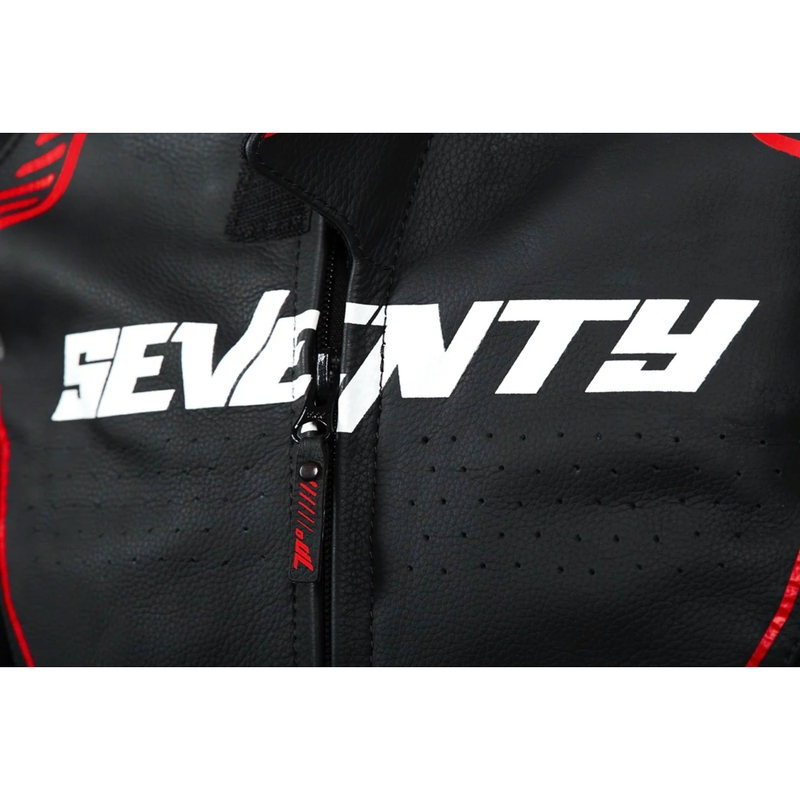 Kožená bunda na motorku Seventy Degrees SD-JL24 Spoiler černo-červená