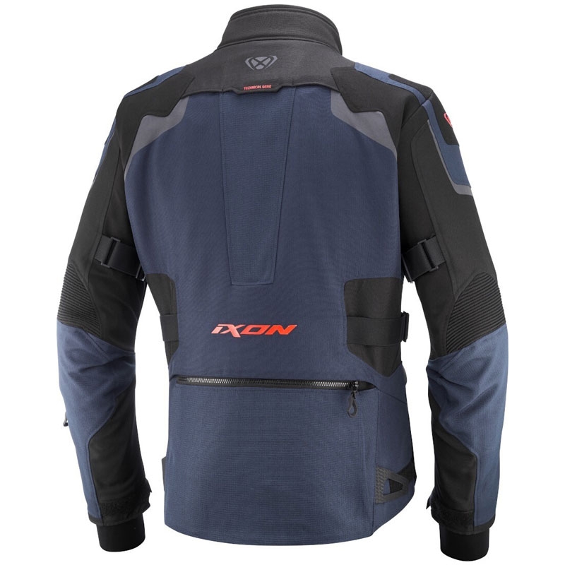 Bunda na motorku IXON Odin modro-černo-fluo červená