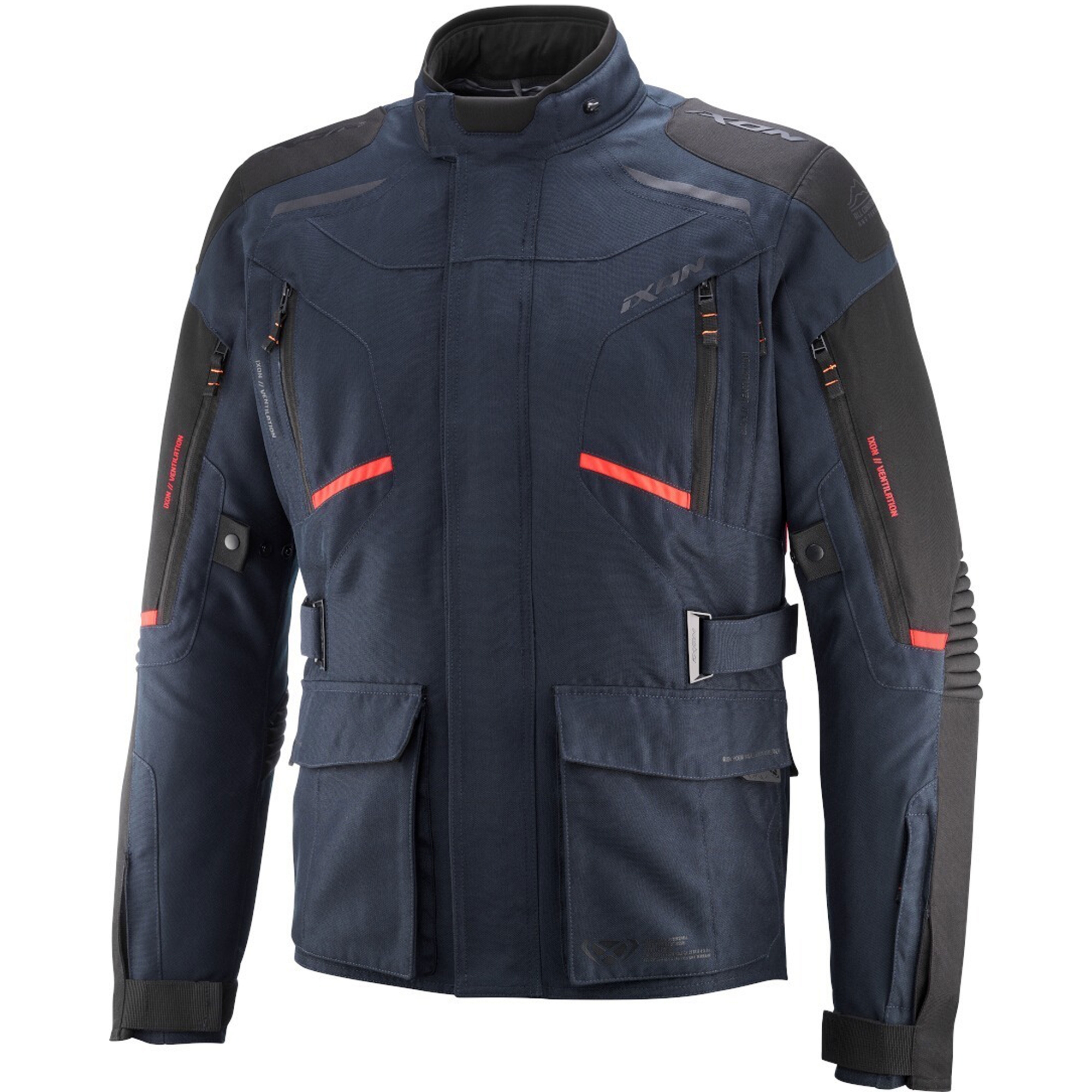 Bunda na motorku IXON Midgard modro-fluo červená Velikost: 2XL