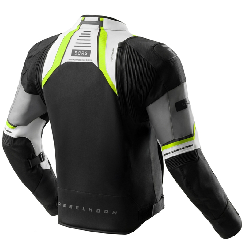 Bunda na motorku Rebelhorn Borg II černo-šedo-fluo žlutá