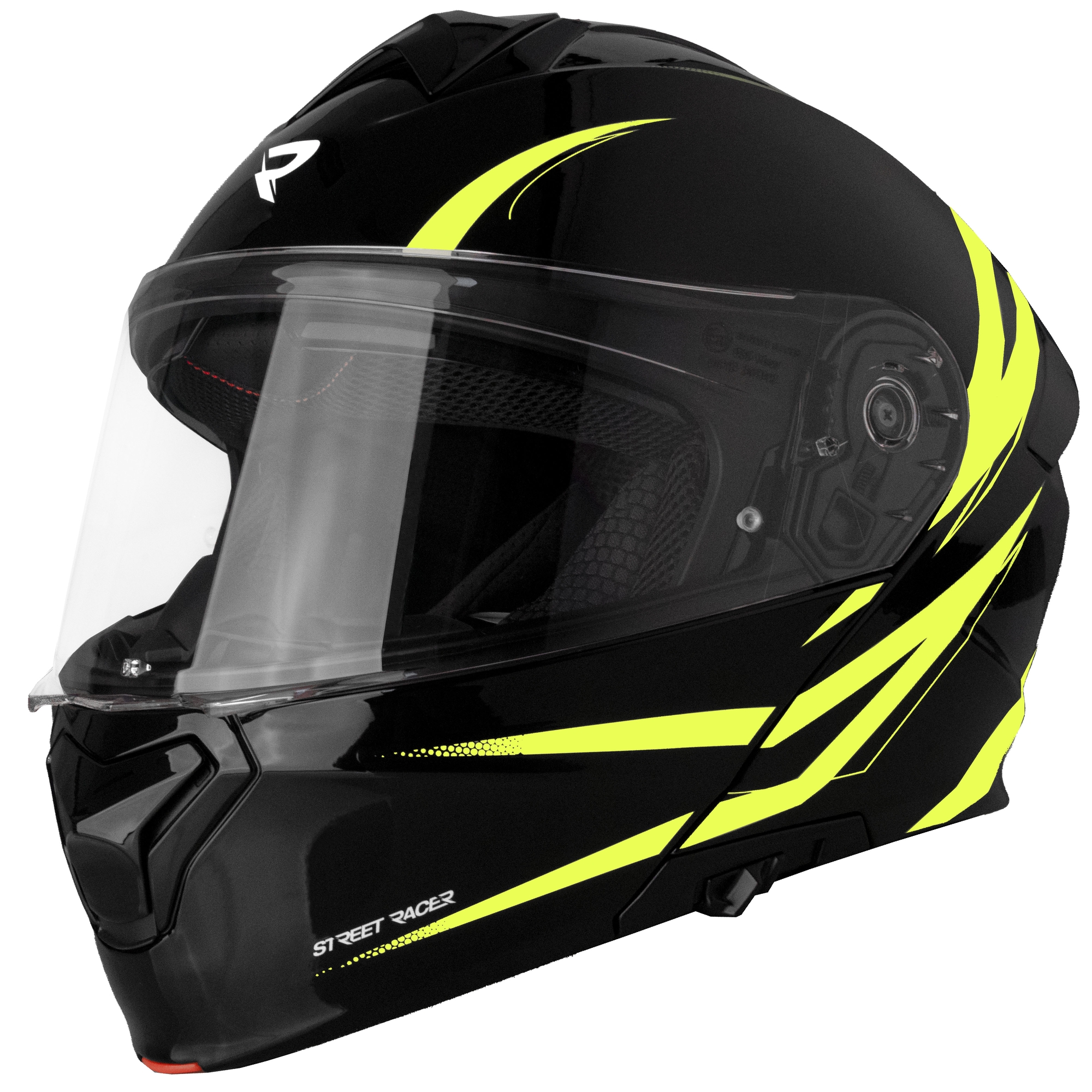 Vyklápěcí helma na motorku Street Racer Fury černo-fluo žlutá - II. jakost Velikost: S
