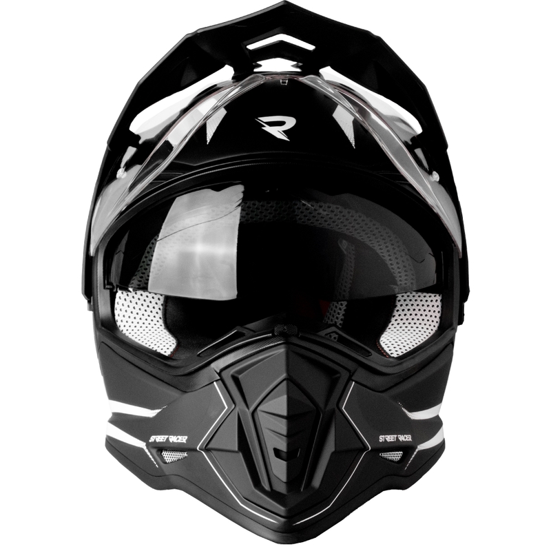 Enduro helma na motorku Street Racer Ignite matná černo-bílá - II. jakost