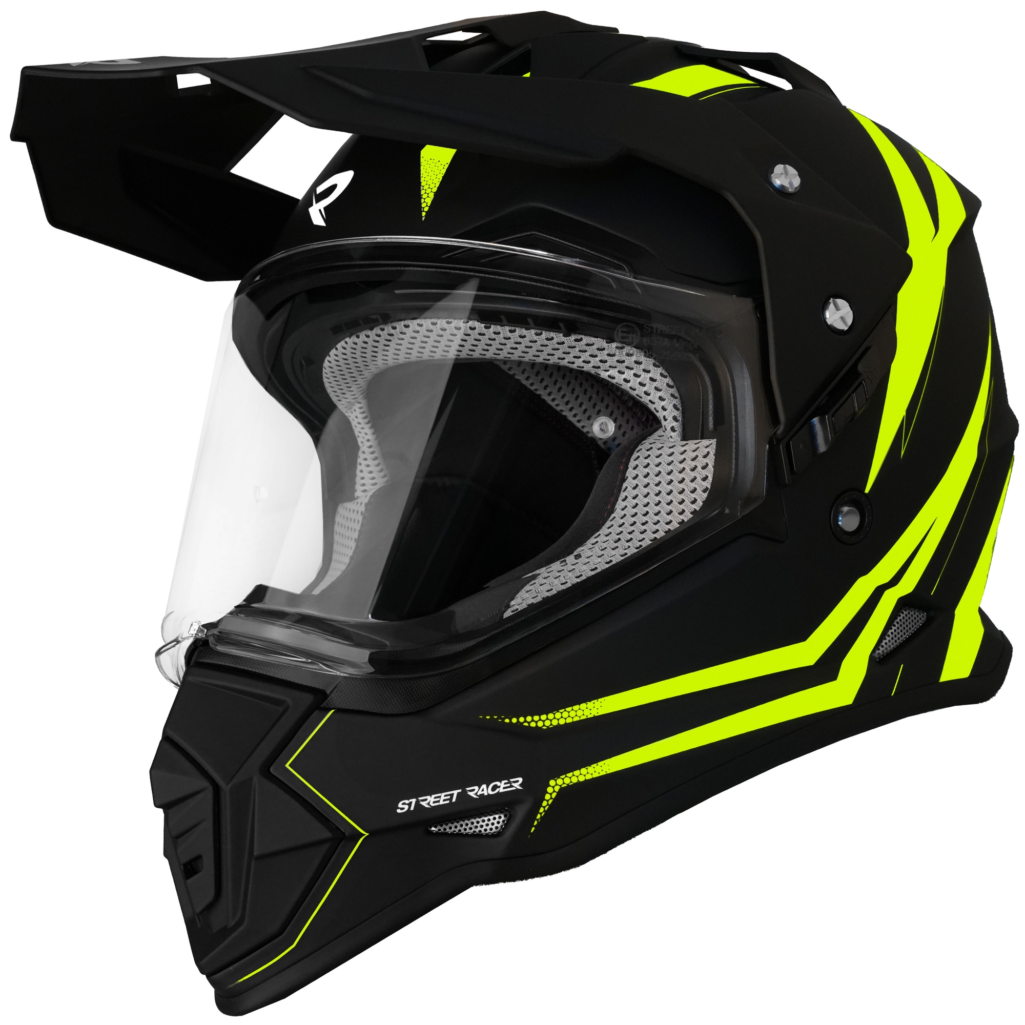 Enduro helma na motorku Street Racer Ignite matná černo-fluo žlutá - II. jakost Velikost: XS