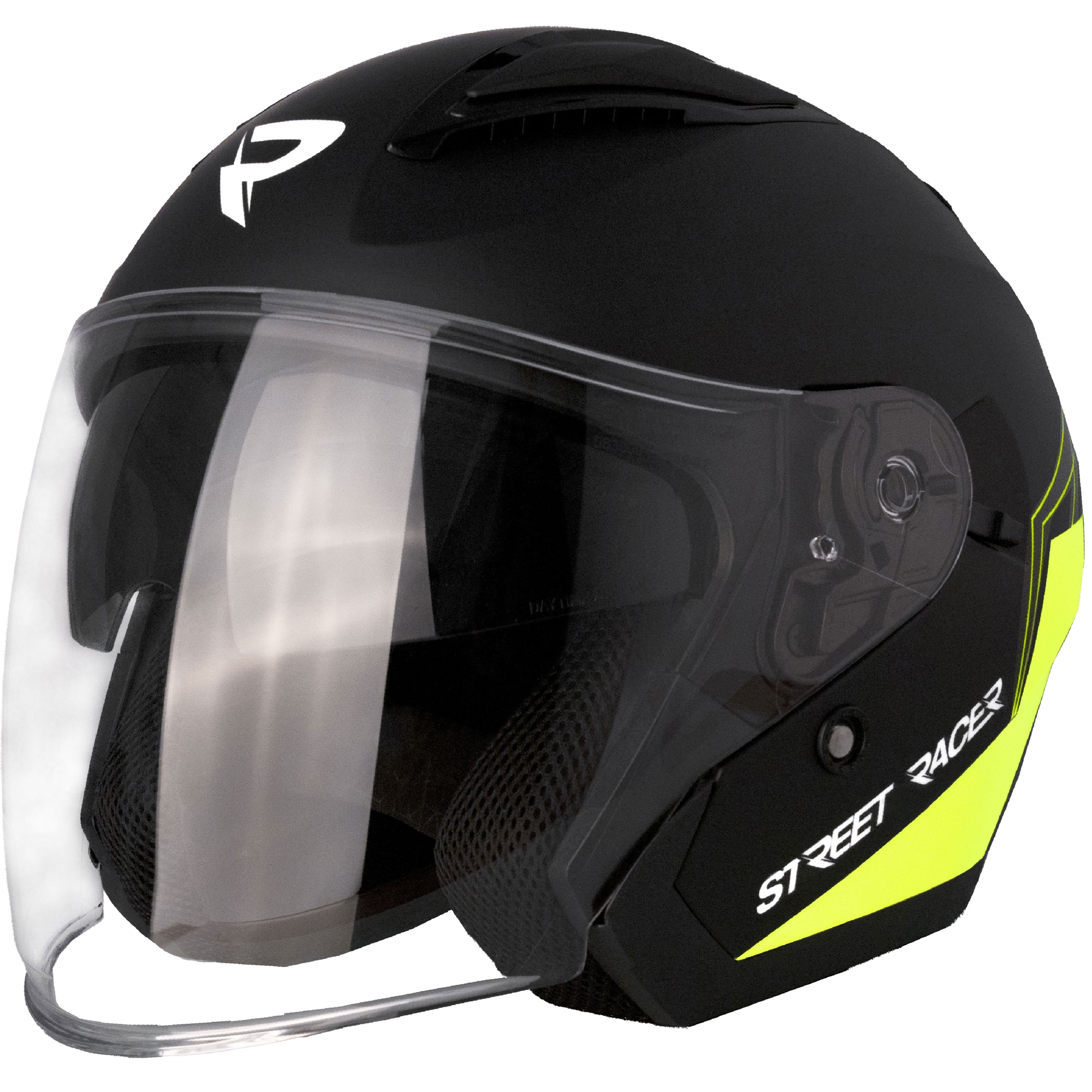 Otevřená helma na motorku Street Racer Sonic matná černo-fluo žlutá - II. jakost Velikost: 2XL