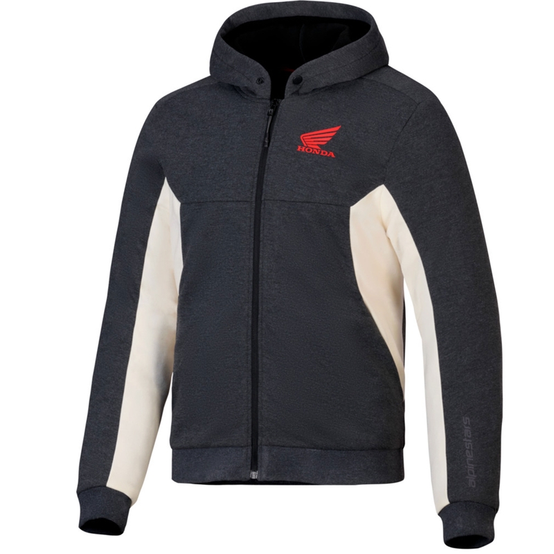Mikina na motorku Alpinestars Chrome V3 Sport Hoodie kolekce Honda  tmavě šedo-krémovo-červená