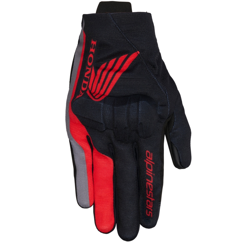 Rukavice na motorku Alpinestars Reef V2 kolekce Honda černo-červeno-šedé