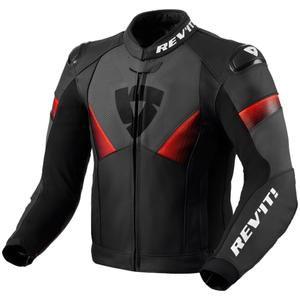Kožená bunda na motorku Revit Argon 2 černo-fluo červená