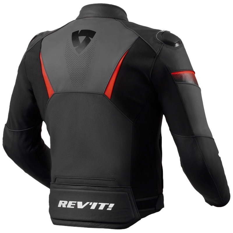 Kožená bunda na motorku Revit Argon 2 černo-fluo červená