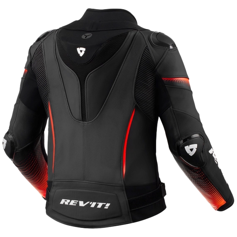 Dámská kožená bunda na motorku Revit Xena 4 Pro černo-fluo červená