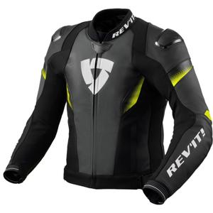 Kožená bunda na motorku Revit Control černo-fluo žlutá