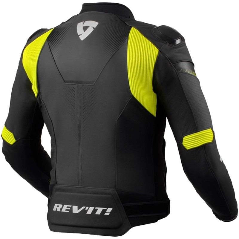 Kožená bunda na motorku Revit Control černo-fluo žlutá