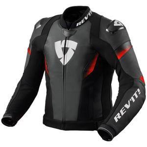 Kožená bunda na motorku Revit Control černo-fluo červená