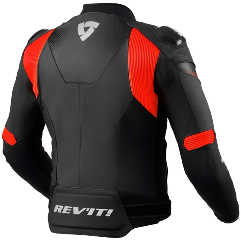 Kožená bunda na motorku Revit Control černo-fluo červená