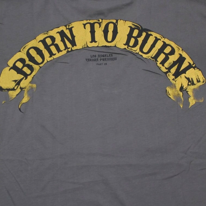 Tričko Yakuza Premium Born To Burn Flying Riots Los Angeles tmavě šedé