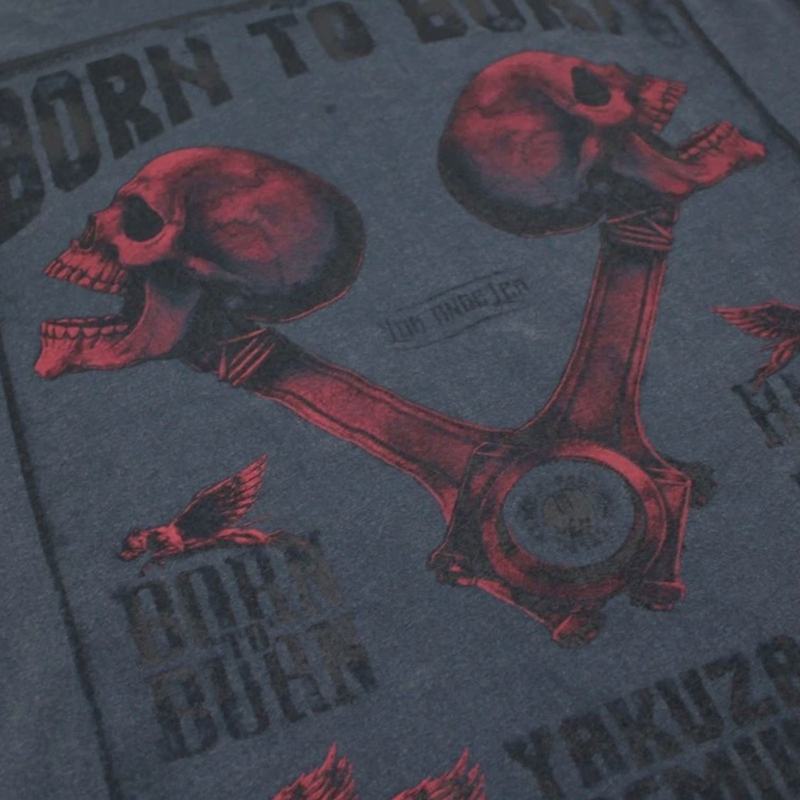 Tričko Yakuza Premium Rude and Rough Born to Burn - Los Angeles modré