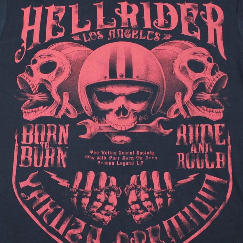 Tričko Yakuza Premium Hell Rider - Born to Burn tmavě modré