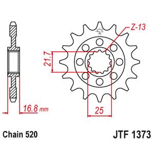 Řetězové kolečko JT JTF 1373-17RB 17 zubů, 520 pogumované