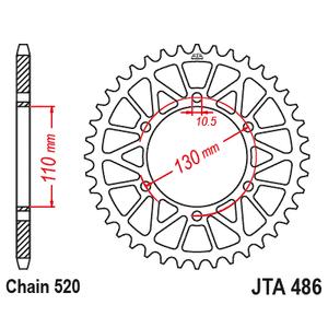 Hliníková řetězová rozeta JT JTA 486-47BLK 47 zubů, 520 černá