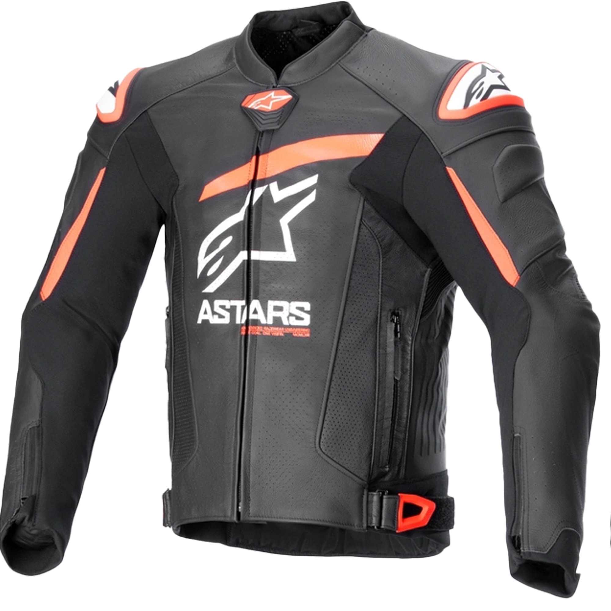 Kožená bunda na motorku Alpinestars GP plus R 4 Airflow černo-fluo červeno-bílá Velikost: 48