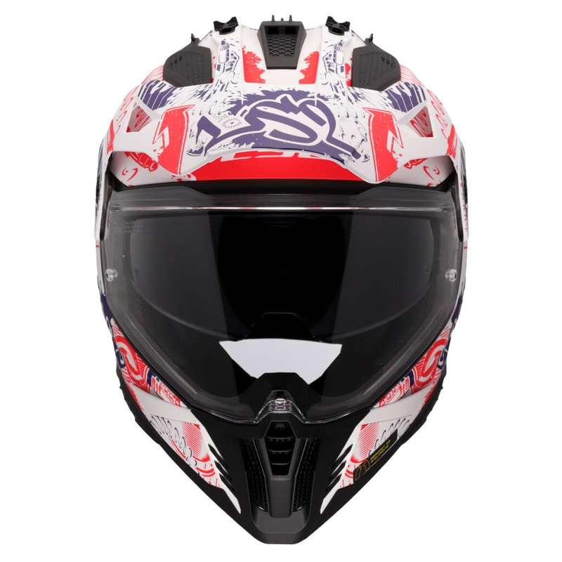 Enduro helma na motorku LS2 MX702 Pioneer II Fantasy bílo-červeno-modrá